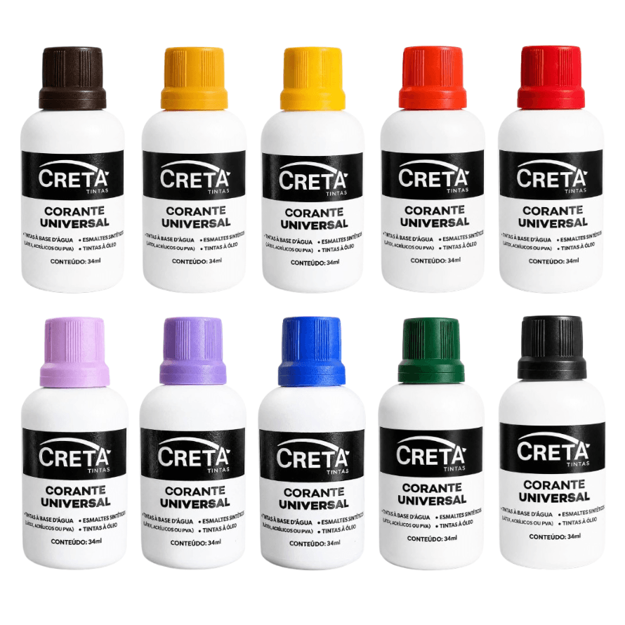 Creta Corantes Universais: 10 cores em bisnagas de 34 ml